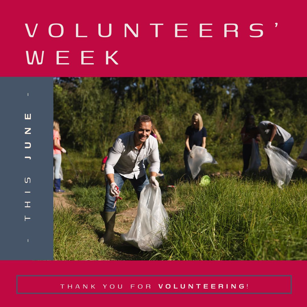 Volunteers Collect Rubbish by River During Volunteers' Week - Download Free Stock Templates Pikwizard.com