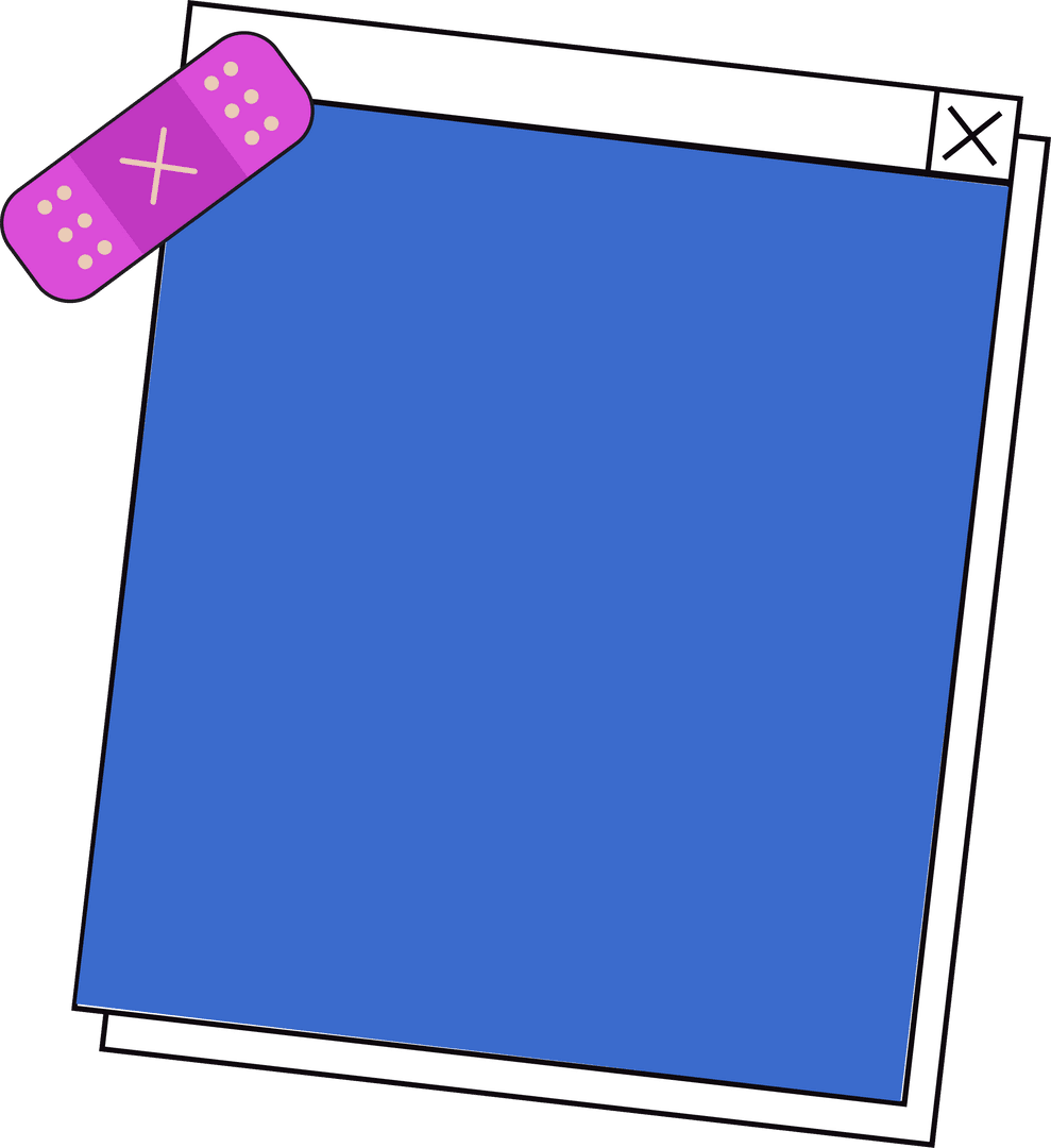 User Interface Dialog Box with Pink Bandage on Transparent Background