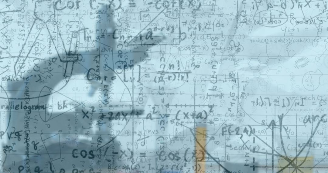 Complex Math Equations Overlaying Science Lab Setting