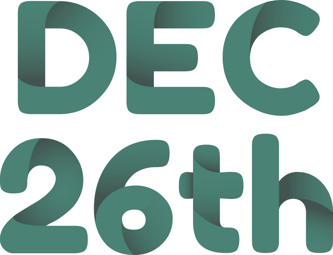 Stylized Date Design with Gradient Ribbon DEC 26th Transparent