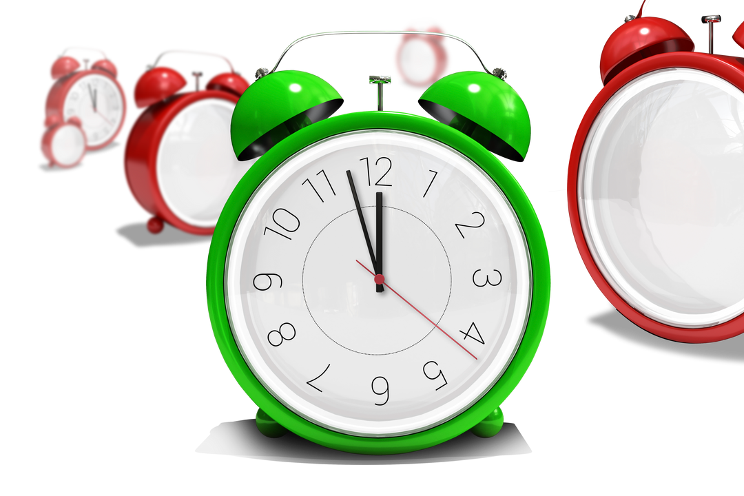 Colorful Transparent Alarm Clocks Concept on Transparent Background - Download Free Stock Images Pikwizard.com