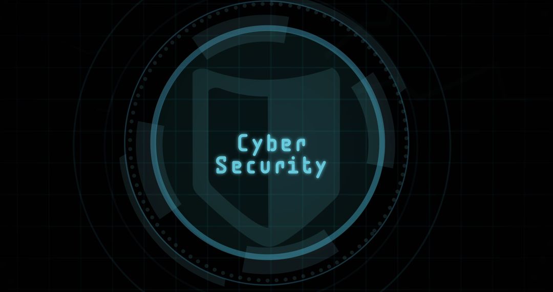Futuristic Cyber Security Display with Digital Shield Icon