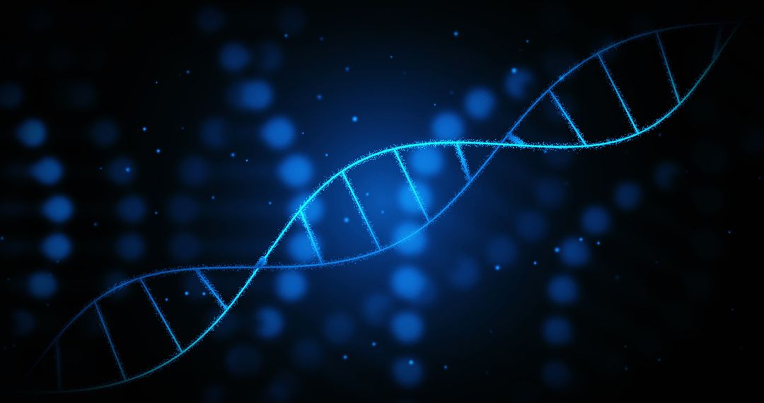 Glowing DNA Strand on Dark Background Highlighting Genetics