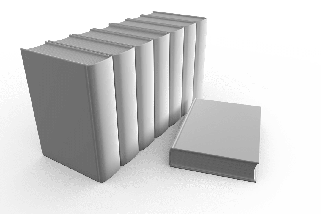 Row of Books in Transparent Background Symbolizing Knowledge