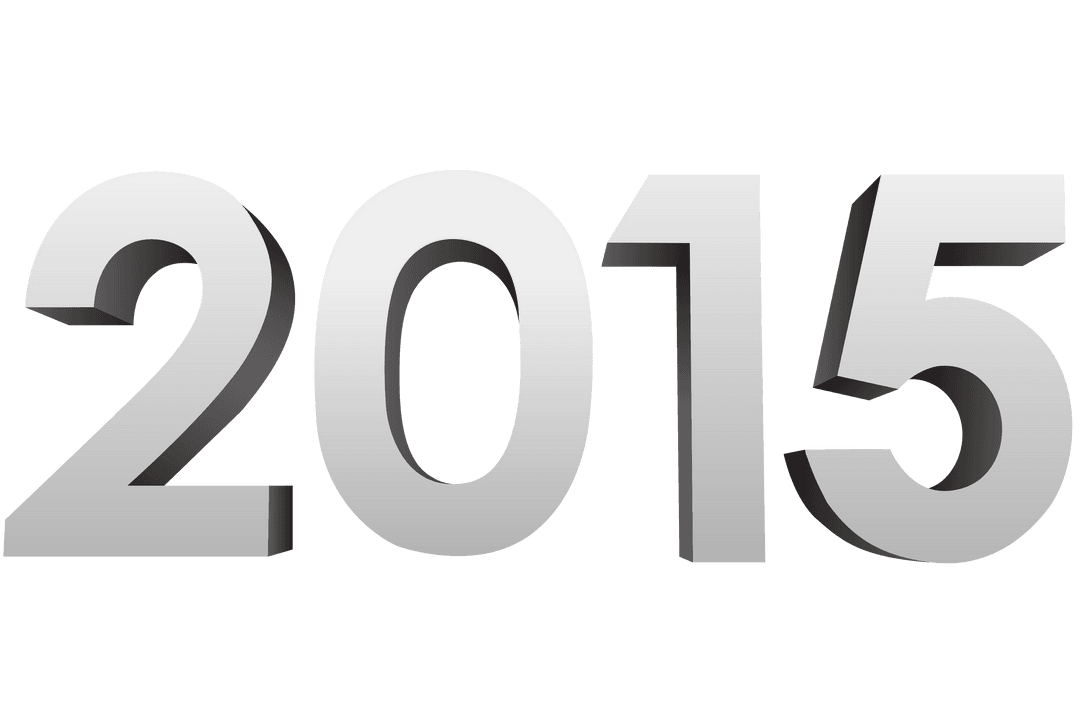 White 2015 Number on Transparent Background