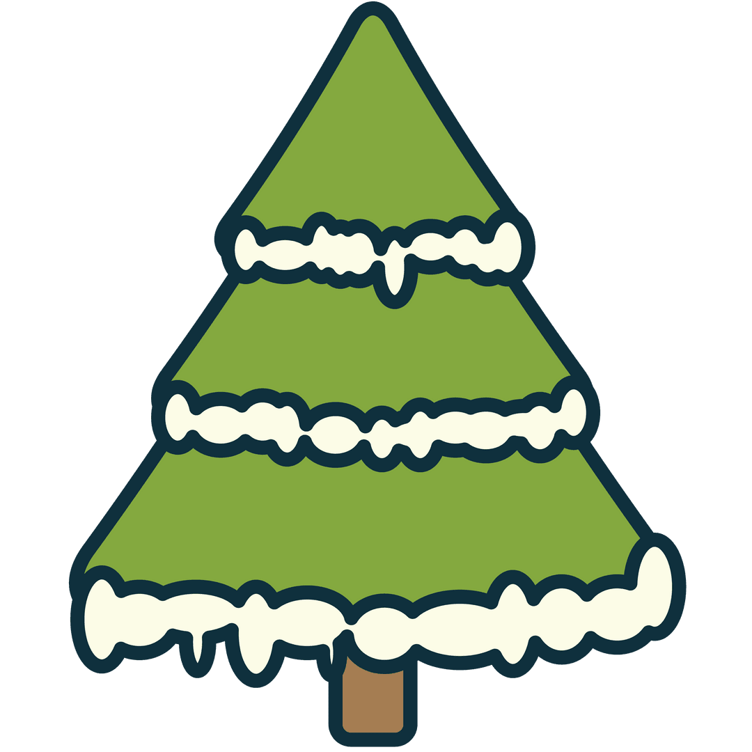 Vector Illustration of Christmas Fir Tree with Snow on Transparent Background