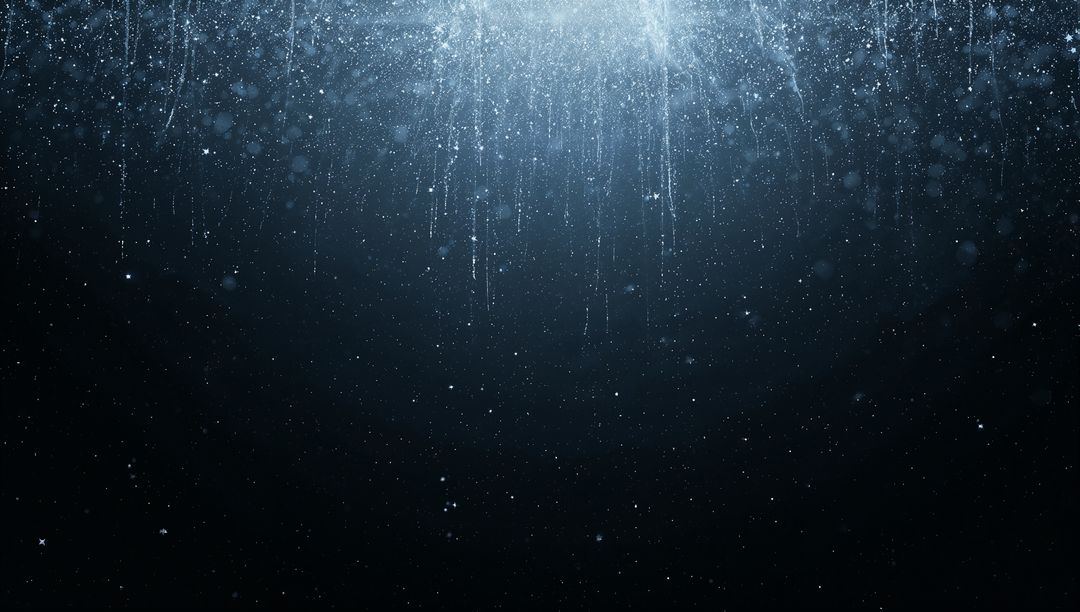 Streaming Blue-White Light Shaft Piercing Deep Ocean with Suspended Particles and Glow