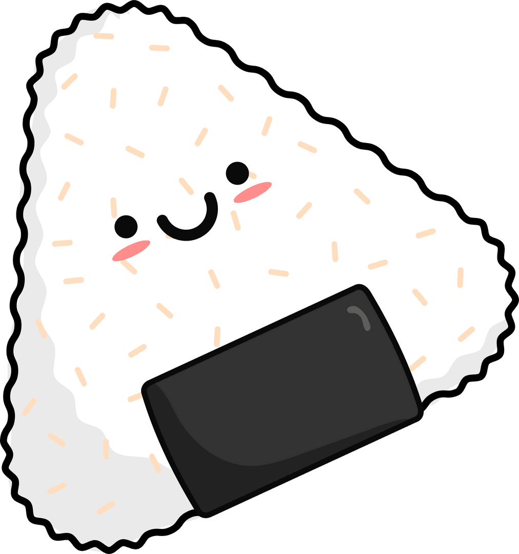 Kawaii Onigiri Character on Transparent Background