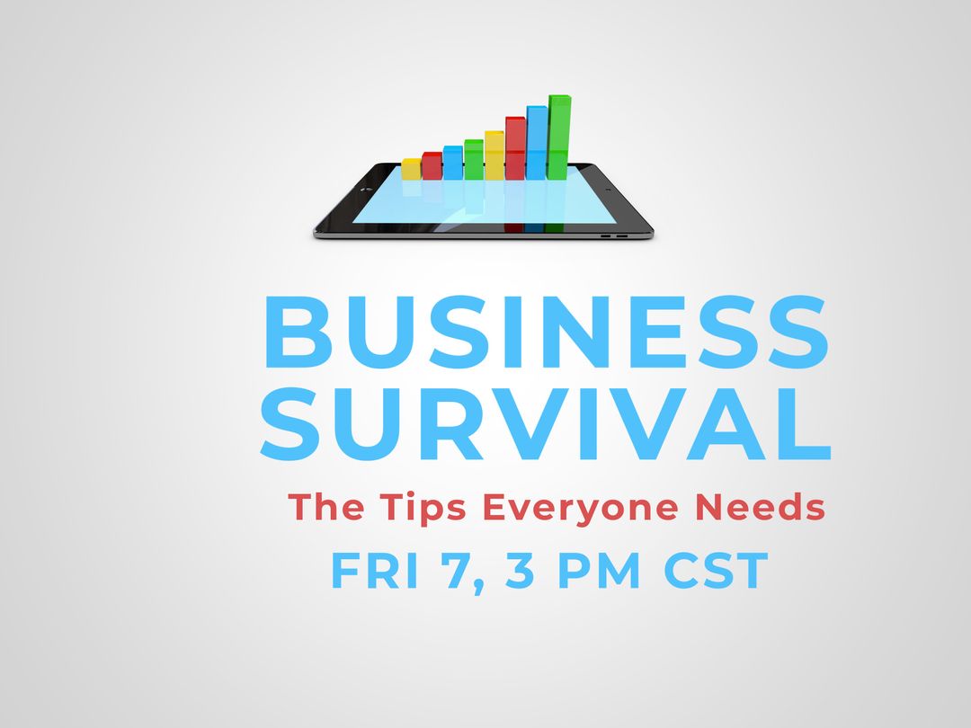 Webinar Promotion with Growth Symbol Bar Graph Emerging from Tablet