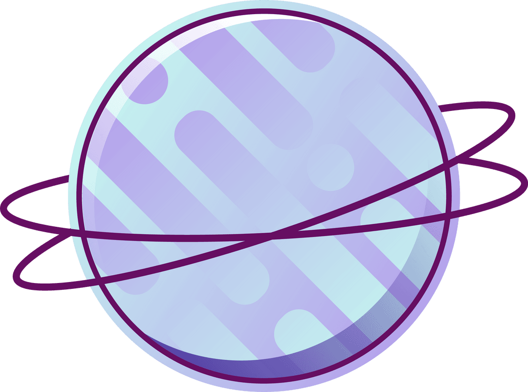 Violet Ringed Planet Illustration on Transparent Background
