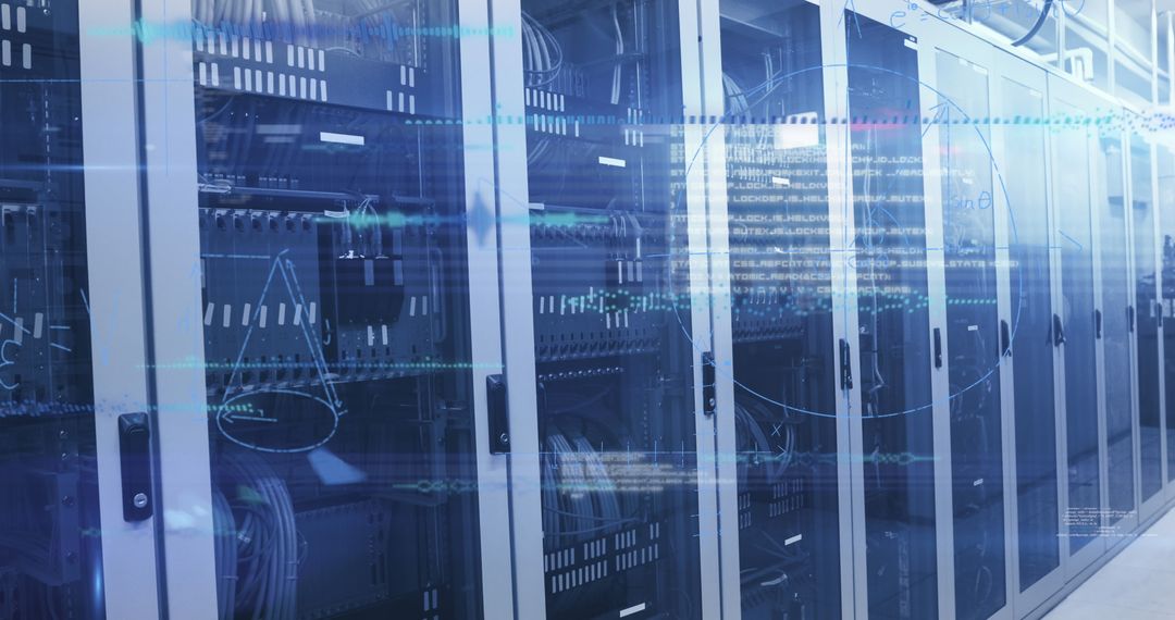 Modern Data Center with Digital Information Overlay