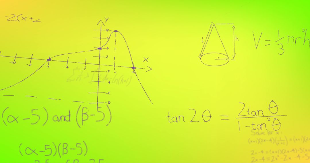 Abstract Mathematics Formulas on Vibrant Yellow Background