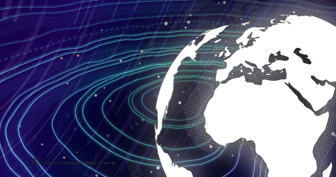 Futuristic Globe with Digital Light Trails and Lines