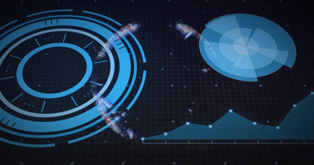 Futuristic Holographic Dashboard Visualization with HUD Elements