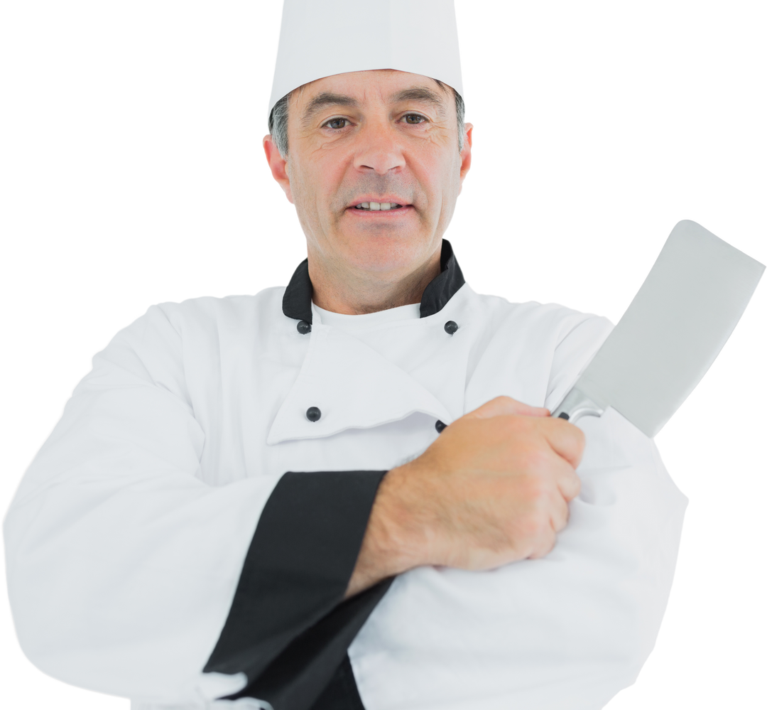 Transparent Background Serious Chef Holding Knife Ready to Cook - Download Free Stock Images Pikwizard.com