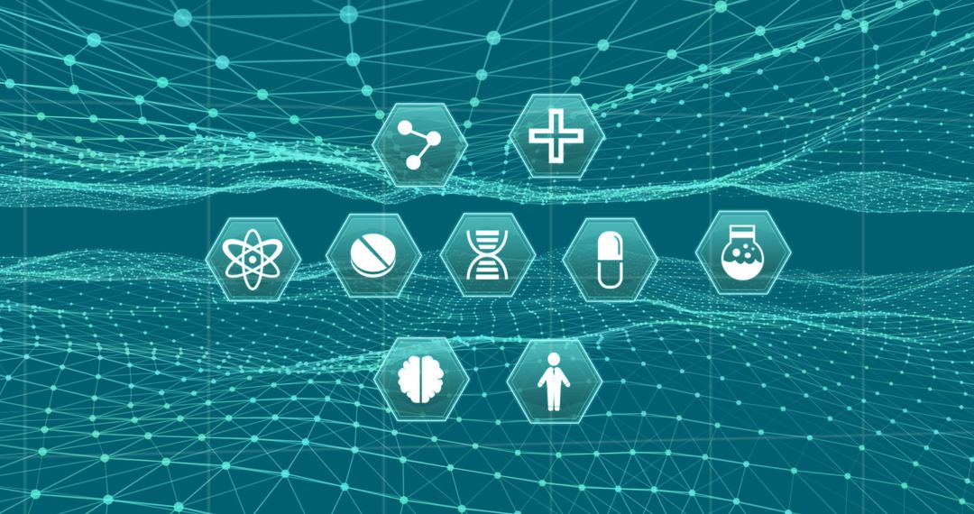 Digital Health Icons Over Futuristic Network Representing Medical Technology