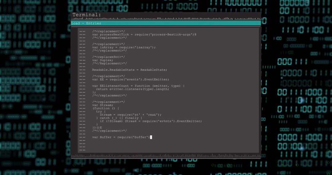 Binary Data and Text Processing on Digital Interface Background