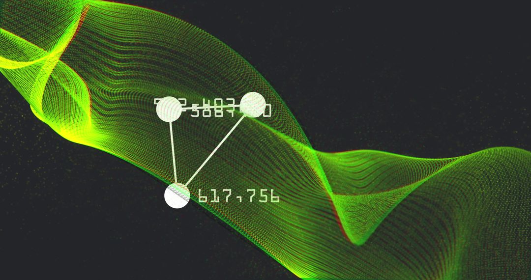 Futuristic Green Wave with Data Connections and Numbers