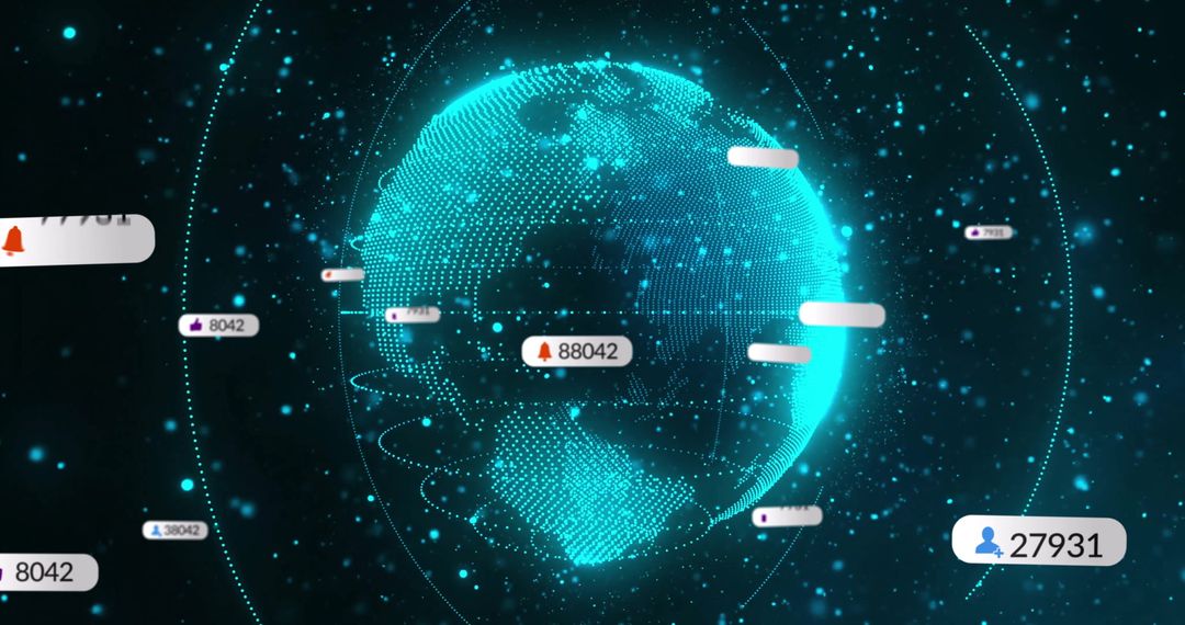 Global Communication Concept with Digital Globe and Multimedia Alerts