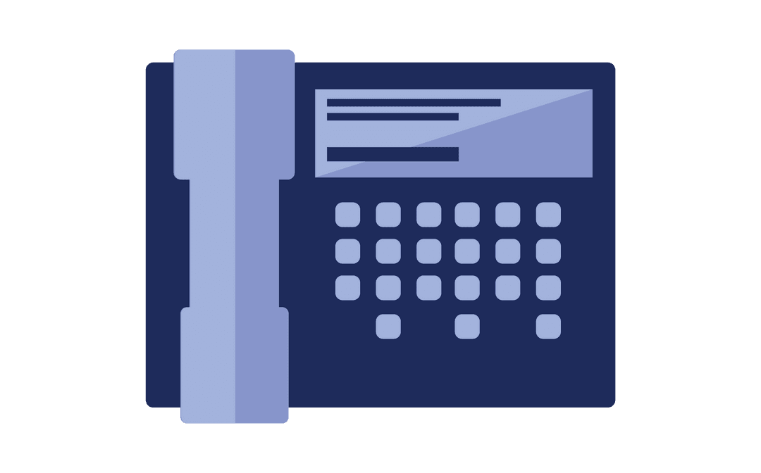 Digital Illustration of Blue Landline Phone on Transparent Background