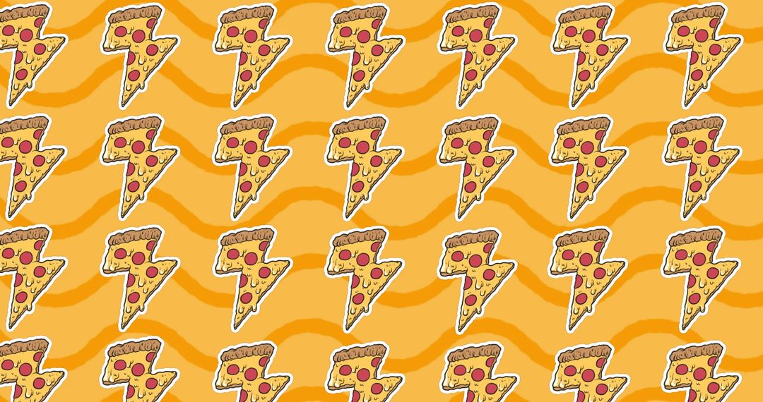 Repeating Pizza Icons on Wavy Yellow Background