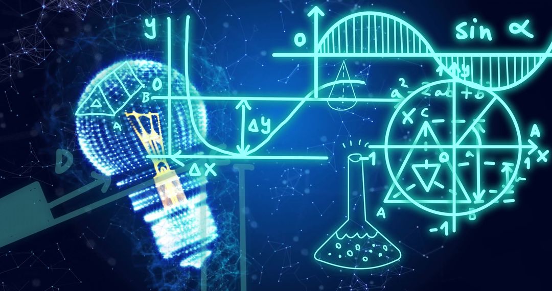 Digital Science Innovation with Light Bulb and Atomic Diagrams