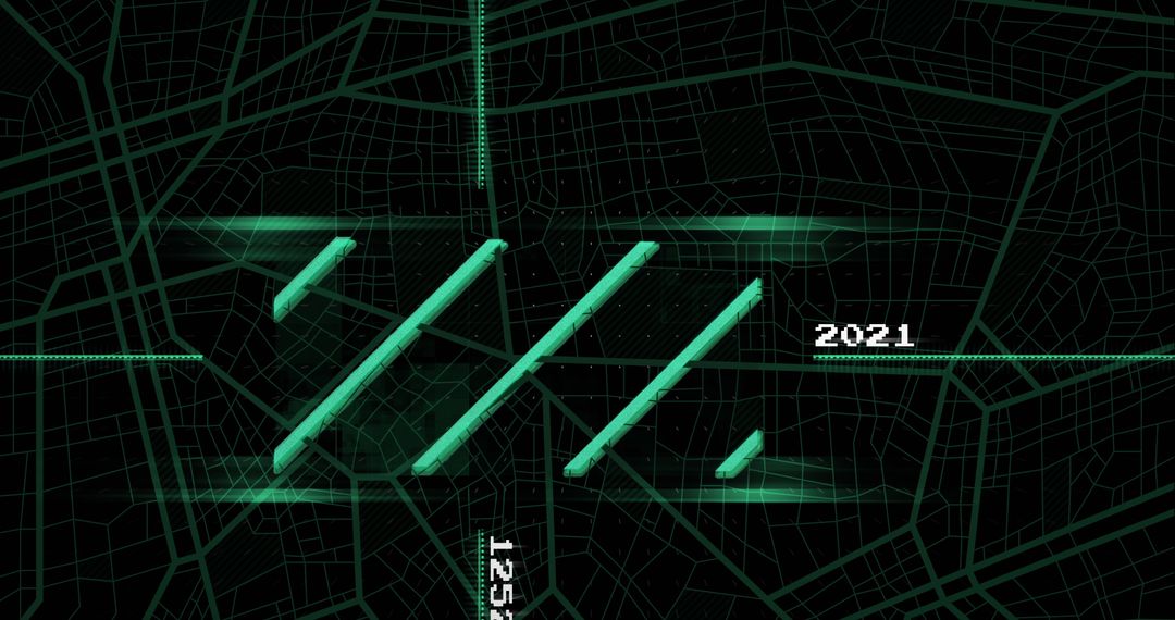 Abstract Digital Data Network with Futuristic Grid Overlay