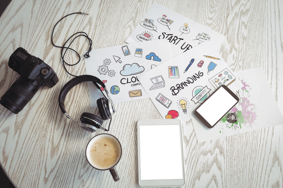 Creative Workspace with Digital Devices and Transparent Graphics - Download Free Stock Images Pikwizard.com