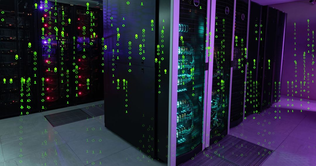 Digital Data Flow in Modern Server Room Concept