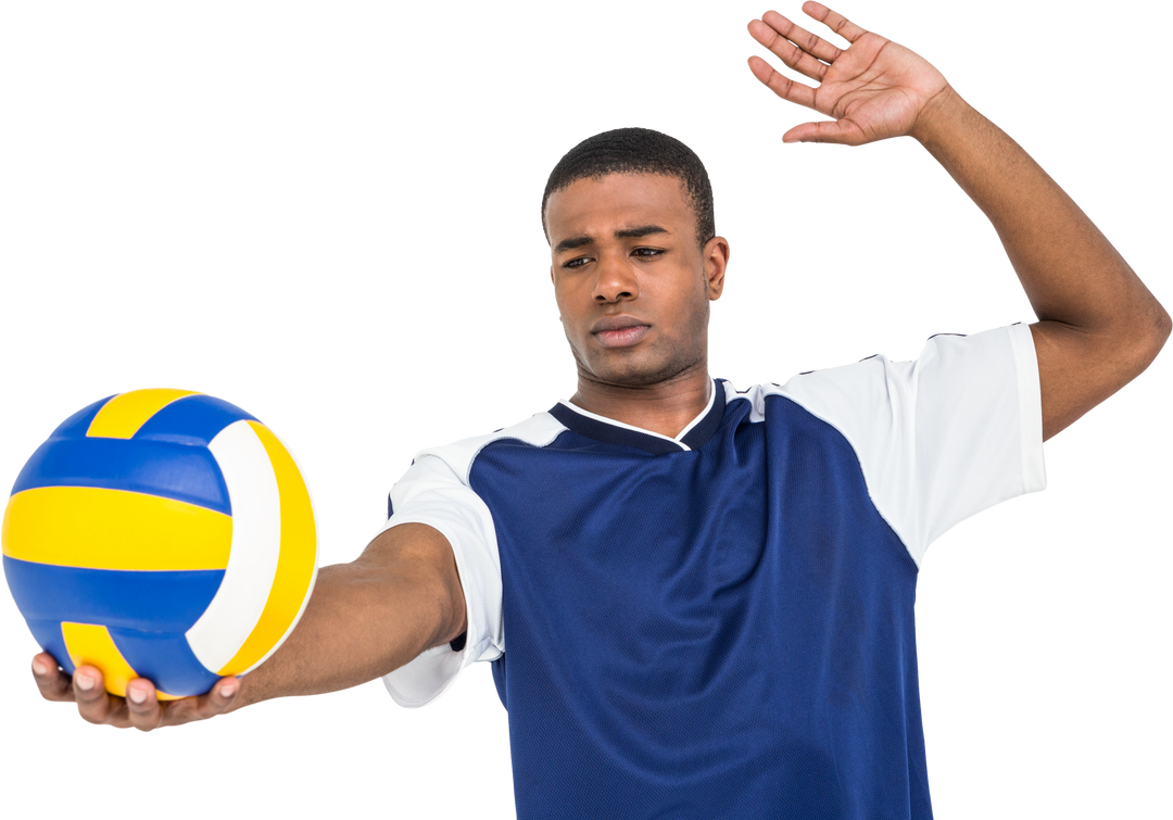 Focused Sportsman Preparing Volleyball Serve on Transparent Background - Download Free Stock Images Pikwizard.com