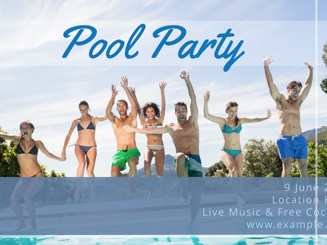 Friends Celebrating Summer Pool Party with Excitement