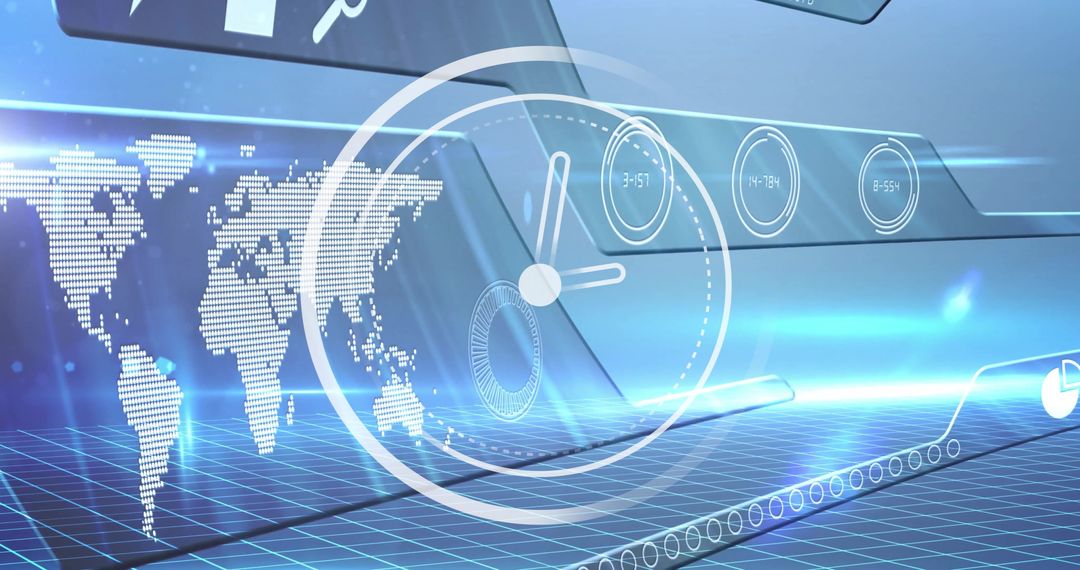 Clock Overlays on Digital World Map Interface