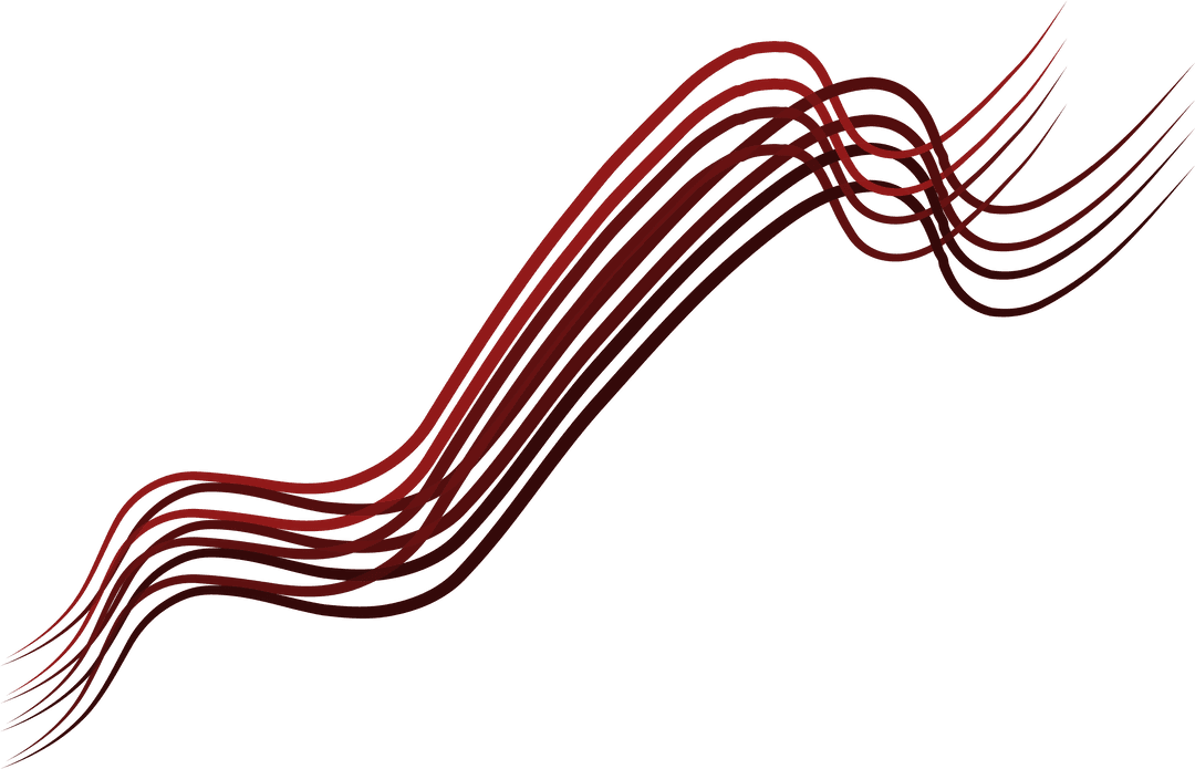 Abstract Wavy Red Shape on Transparent Background