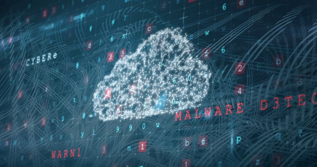 Digital Cloud with Cybersecurity Concept Amidst Malware Detection