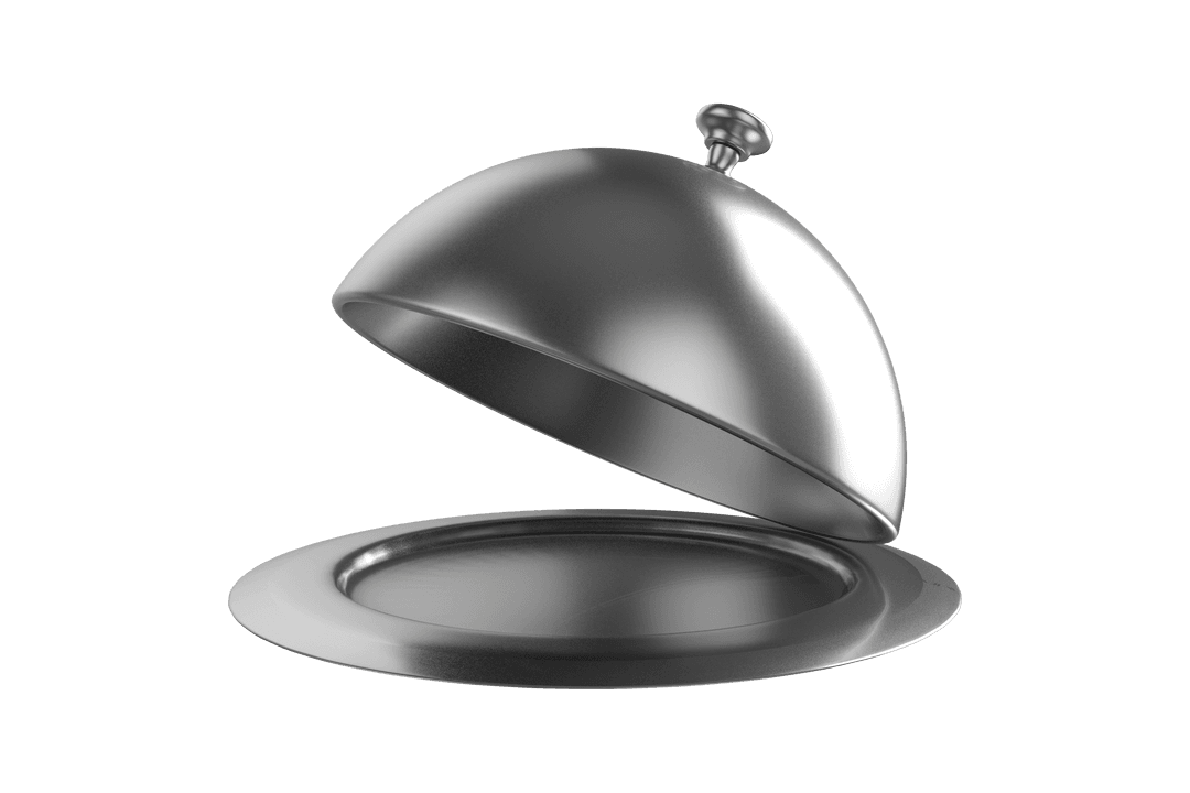 Silver Platter with Dome Lid Transparent Illustration