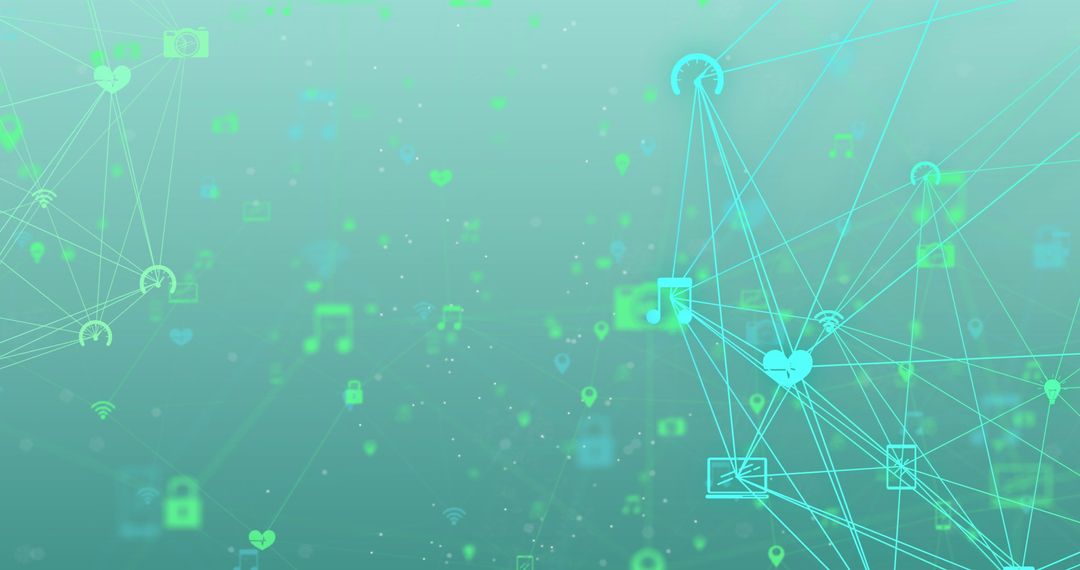 Digital Connections with Blue and Green Icons on Gradient Background
