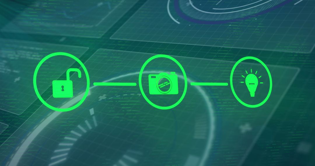 Futuristic Data Interface with Network of Digital Icons