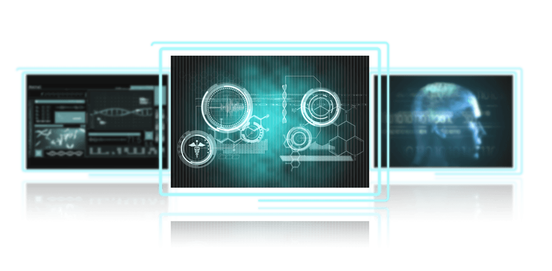 Tech-Savvy Digital Blue Interface on Transparent Background