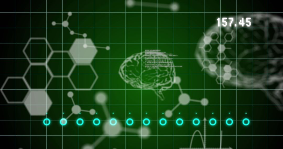 Futuristic Science and Technology Interface with Brain Overlay