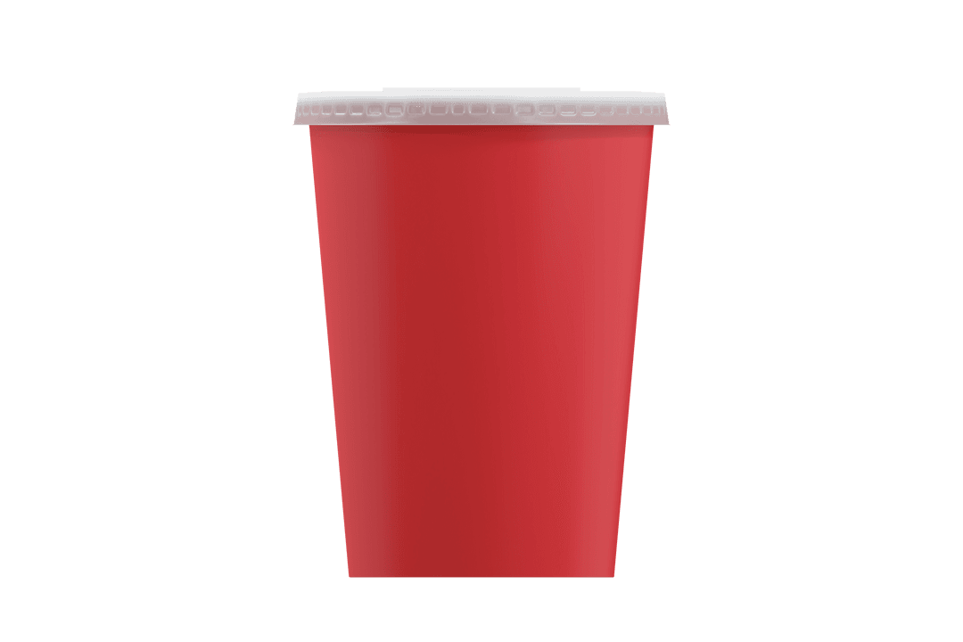 Red Drink Cup with White Lid on Transparent Background