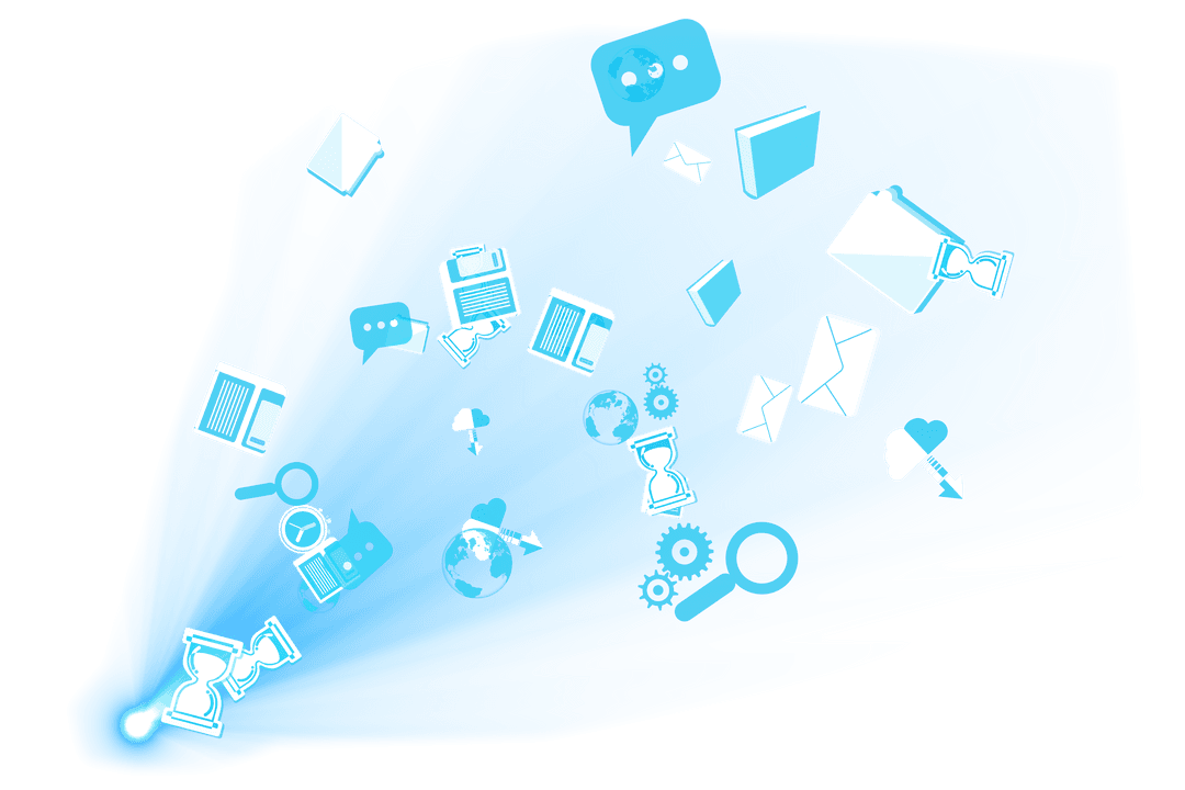 Digital Technology Icons on Transparent Background