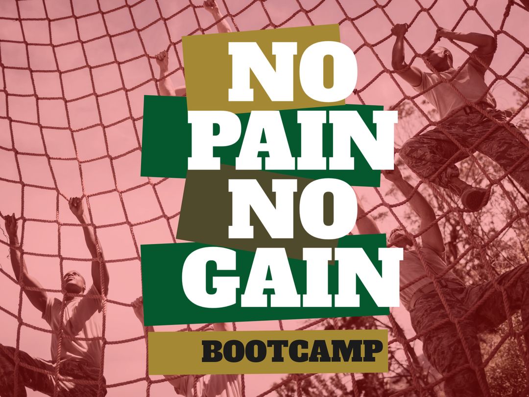 Motivational No Pain No Gain Bootcamp Promo Design