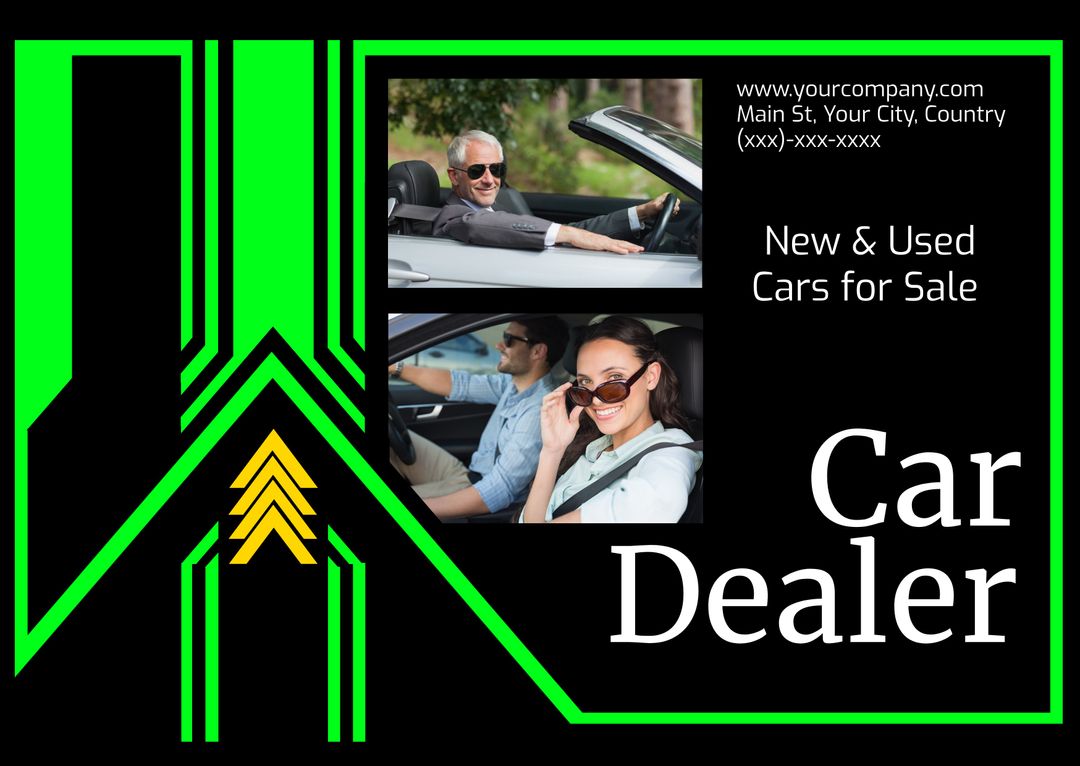 Elegant Car Dealership Advertising Design Featuring Satisfied Drivers