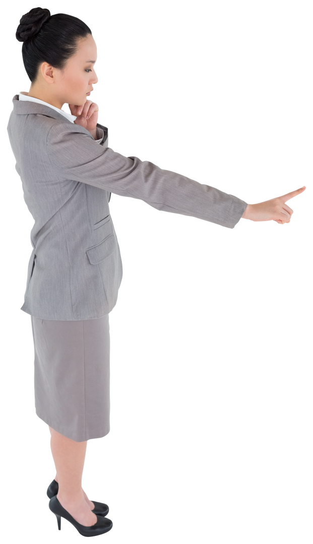 Transparent Standing Asian Businesswoman Pointing Side - Download Free Stock Images Pikwizard.com