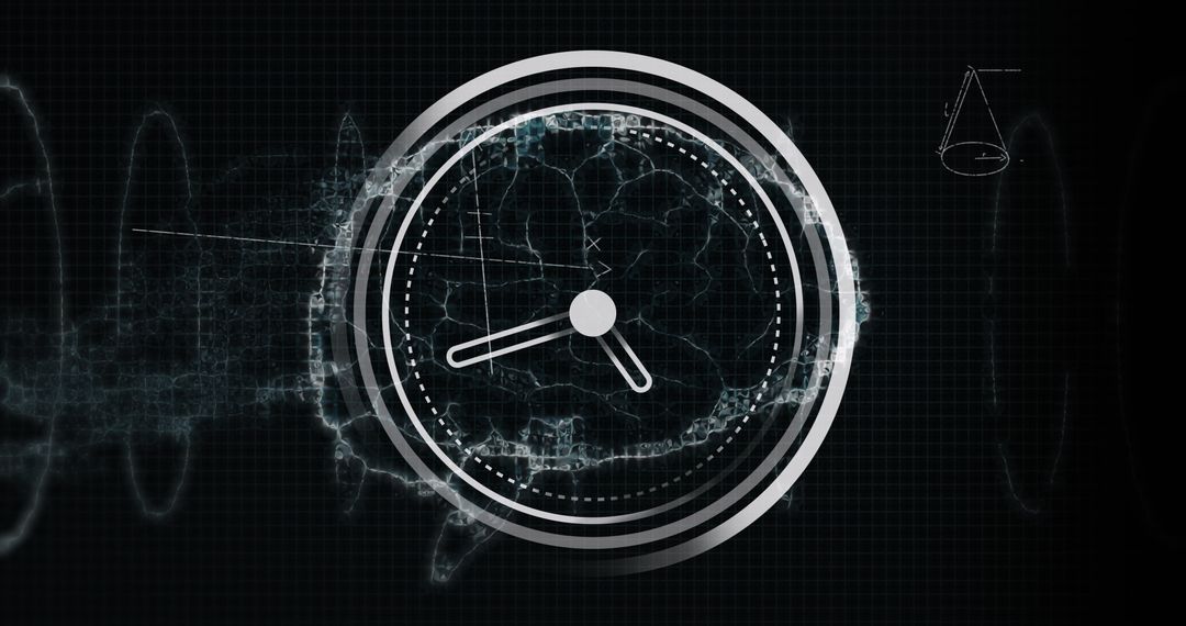 Futuristic Digital Clock Concept with Abstract Waves