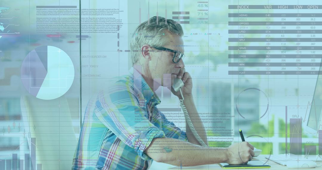 Businessman Analyzing Financial Data at Modern Office Workspace