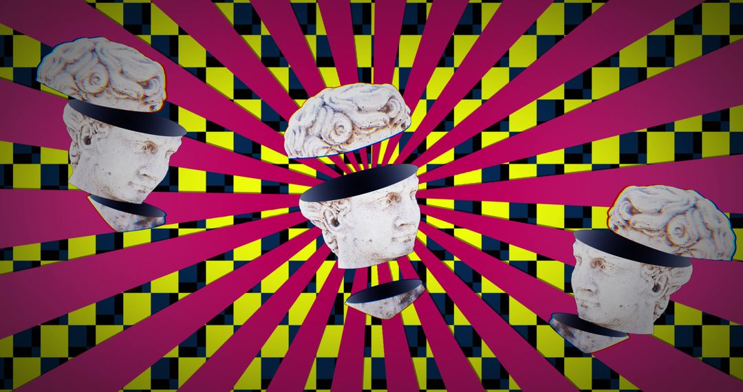 Surreal Heads in Vibrant Geometric Pop Art Style - Free Images, Stock Photos and Pictures on Pikwizard.com