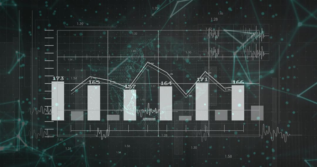 Dynamic Data Dashboard with Bars and Network Nodes