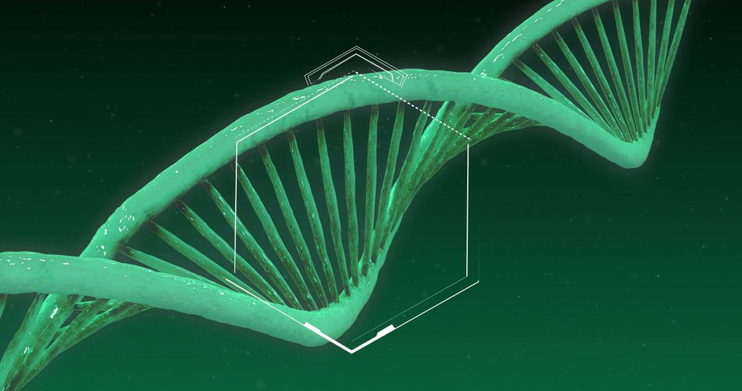 Green DNA Strand Featuring Hexagonal Scientific Elements