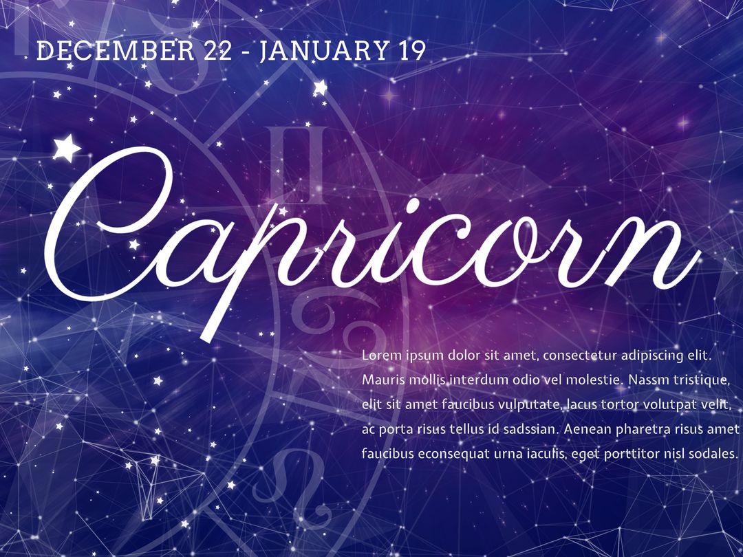 Cosmic Capricorn Zodiac Sign with Celestial Background - Download Free Stock Templates Pikwizard.com